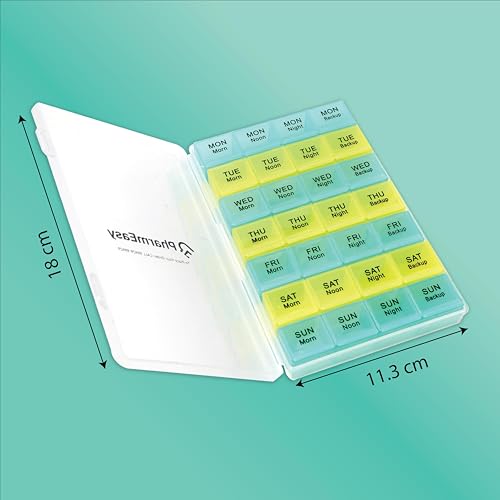 PharmEasy 7 Day Weekly Pill Box, Durable Medicine Organizer Box with Extra Large Multicoloured Compartments and BPA Free Material for Moisture Free Storage - Portable Tablet organiser. - Image 4