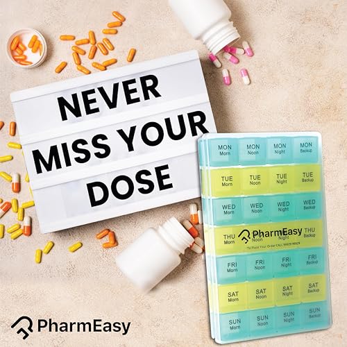 PharmEasy 7 Day Weekly Pill Box, Durable Medicine Organizer Box with Extra Large Multicoloured Compartments and BPA Free Material for Moisture Free Storage - Portable Tablet organiser. - Image 2