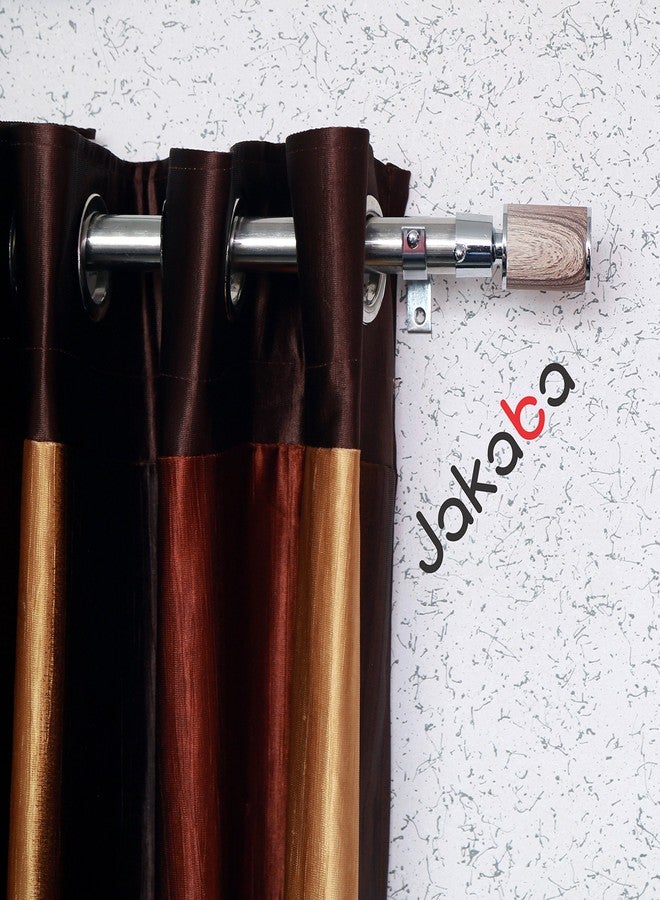 JAKABA مجموعة ستائر جاكابا من الفولاذ المقاوم للصدأ والسبائك المعدنية بتشطيب خشب الساج مع دعامات متينة - عبوة من 8 قطع (4 قطع ستائر + 4 قطع دعامات): مجموعة حوامل ستائر للنوافذ/الأبواب - JKB1502YL - Image 3