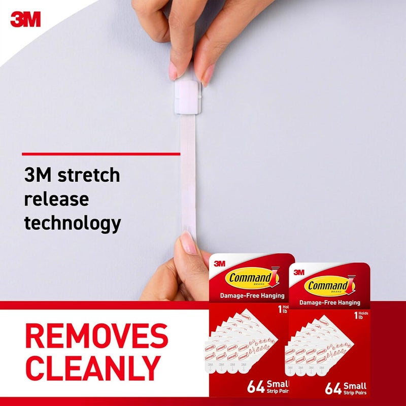 Command Small Refill Adhesive Strips, Damage Free Hanging Wall Adhesive Strips for Small Indoor Wall Hooks, No Tools Removable Adhesive Strip for Living Spaces, 128 White Strips - Image 4