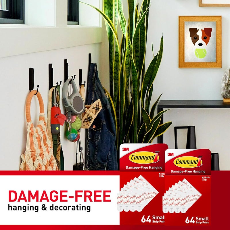 Command Small Refill Adhesive Strips, Damage Free Hanging Wall Adhesive Strips for Small Indoor Wall Hooks, No Tools Removable Adhesive Strip for Living Spaces, 128 White Strips - Image 3