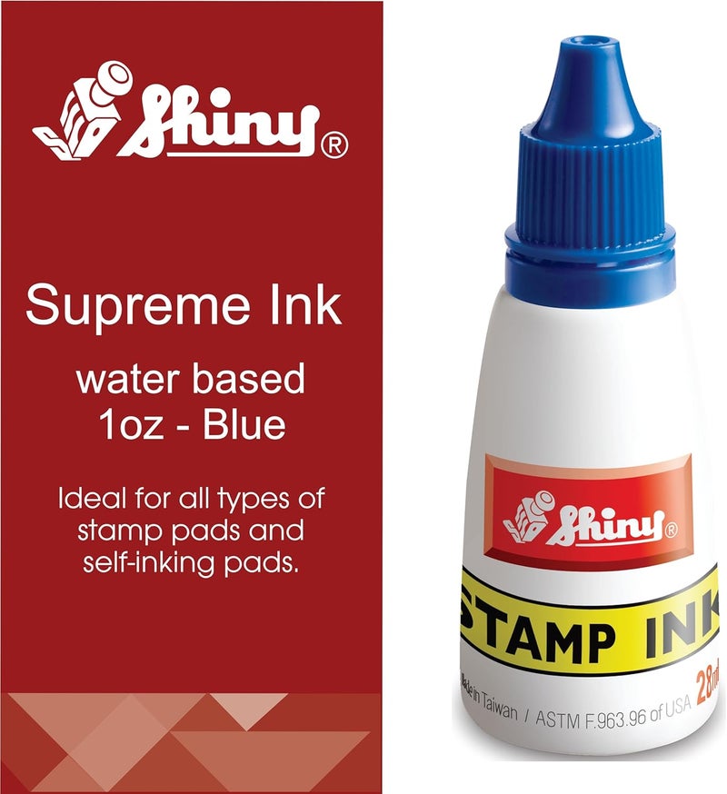 Shiny Blue Refill Ink, Shiny Premium Water-Based Refill Ink for Rubber Stamps, 1oz - Image 1