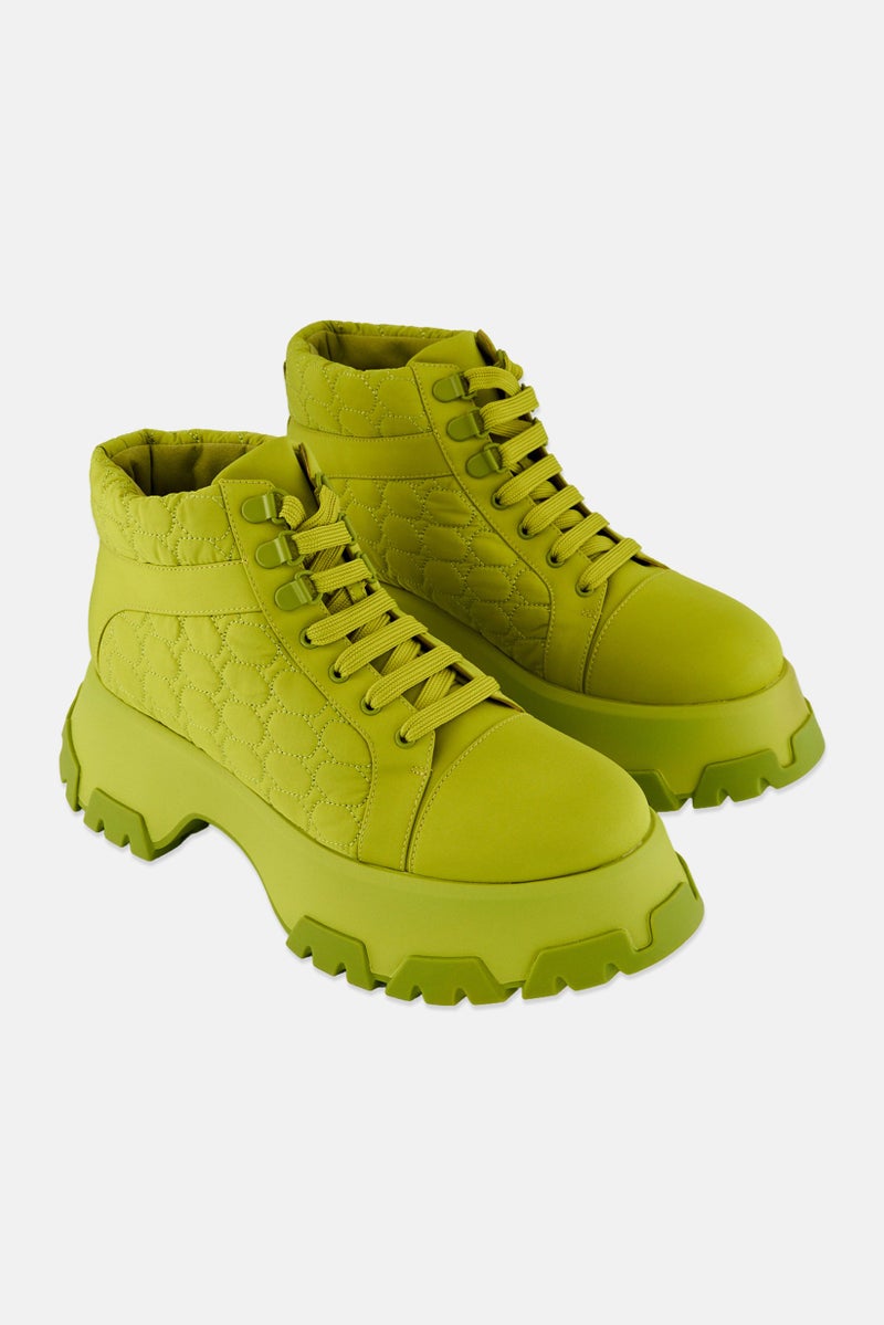 CHARLES & KEITH Women Hight Top Lace Up Casual Shoes, Green - Image 1