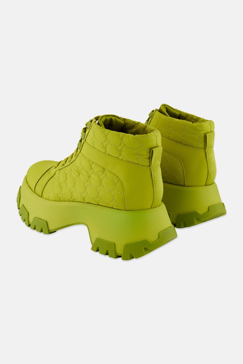 CHARLES & KEITH Women Hight Top Lace Up Casual Shoes, Green - Image 2