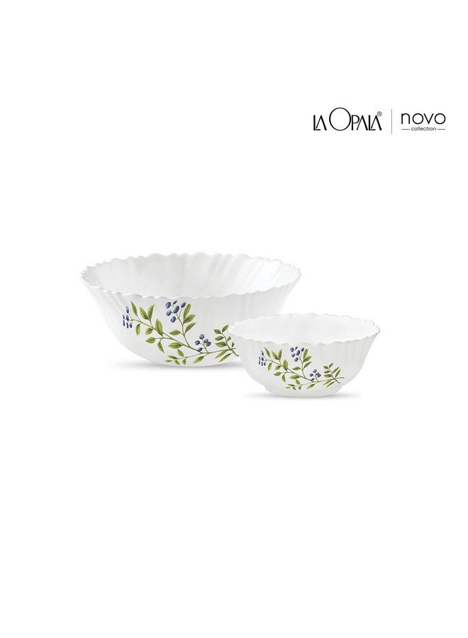 La Opala La Opala Novo Collection Opal Glass Crockery | Gift Set of 7 | Pudding Set 7 pcs Lush Greens | Bowls for Desserts & Gifting | Microwave Safe | 100% Vegetarian | Extra Strong | Light & White  - Image 2