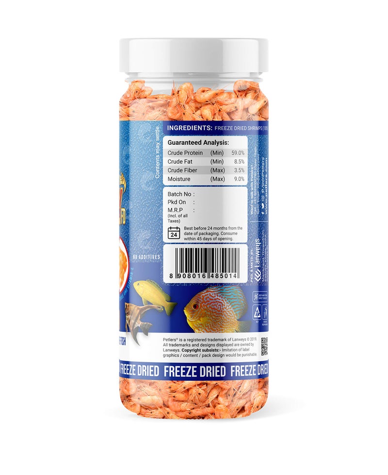 Petlers Shrimpy Premium FD - Freeze Dried Shrimp Treats, Natural Food for Freshwater and Marine Fish (100G) - Image 3