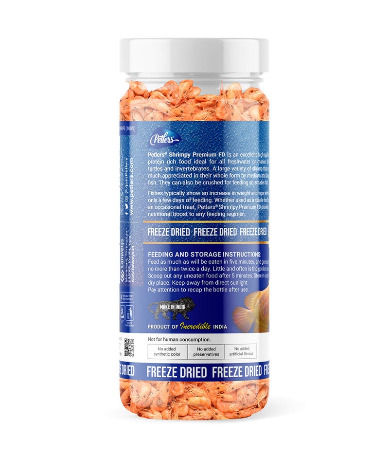 Petlers Shrimpy Premium FD - Freeze Dried Shrimp Treats, Natural Food for Freshwater and Marine Fish (100G) - Image 2