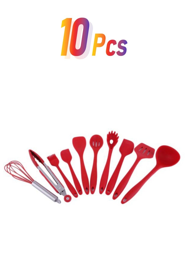 طقم أدوات مطبخ من السيليكون 10 قطع أحمر - Image 1