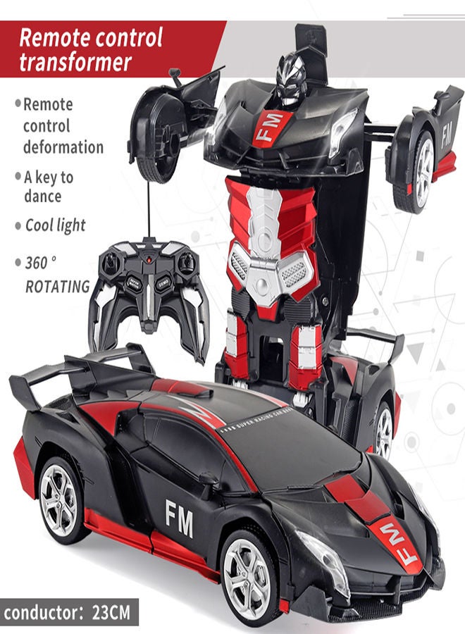 AROAQ FM Red Remote Control Car Transform Robot RC Car with 40MHz Version Remote And One Button Transforming 360 Degree Rotation Drifting Ideal Car Scale and Birthday Gift Toy  - Image 1