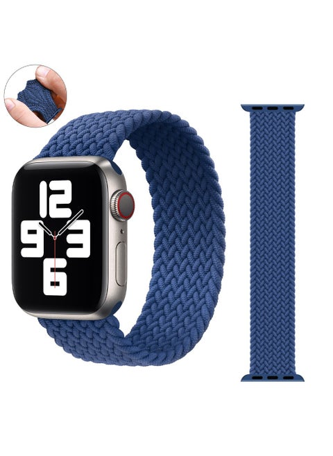Braided Stretch Solo Loop Band for Apple Watch 38mm/40mm – Compatible with Series SE/7/6/5/4/3/2/1 – Soft Comfortable Strap (Blue)