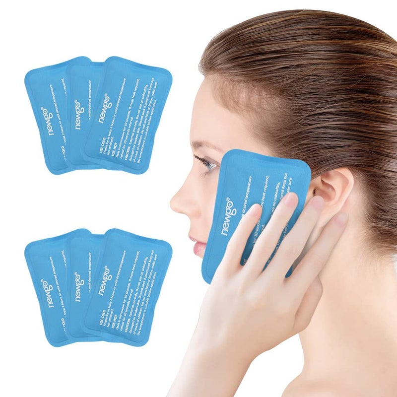 NEWGO Mini Ice Packs 6 Packs Gel Cold Packs for Injuries Reusable Face Ice Pack for Face Surgery Teeth Pain Tired Eyes Kids Boo Boos Bruises HeadachesBreastfeeding 45X 32 Blue