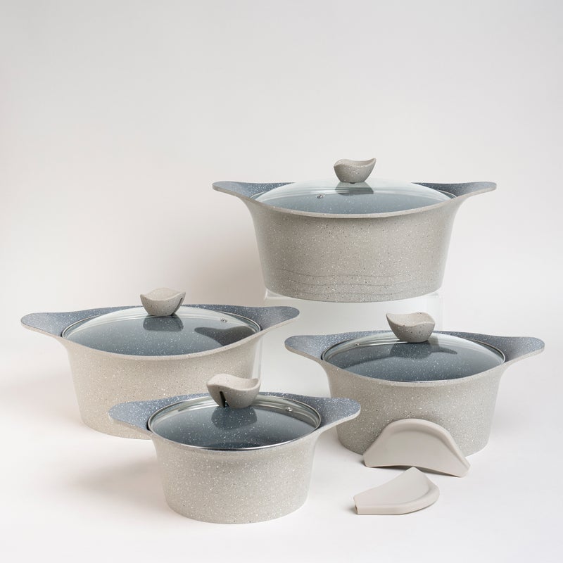 ألبرتو طقم قدور ألومنيوم 8 قطع، بني فاتح - Image 2