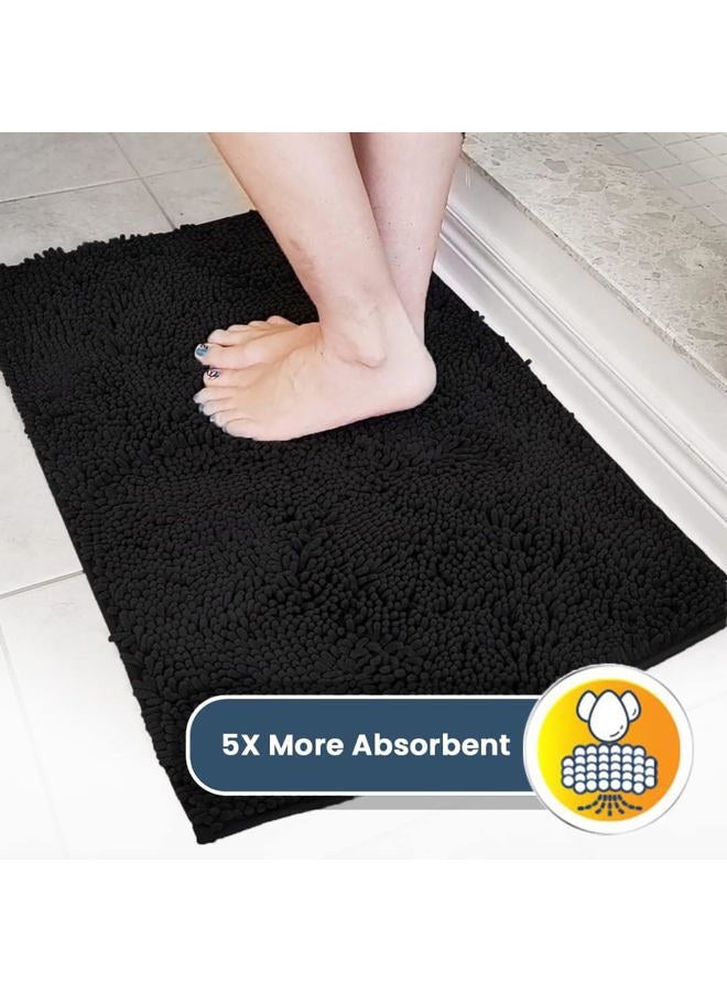 Muddy Mat ® 4-Piece Black Medium 30"X19" AS-SEEN-ON-TV Highly Absorbent Microfiber Door Mat, Bath Mat and Pet Rug, Non Slip Thick Washable, Soft Chenille for Kitchen Bathroom Bedroom Indoor and Outdoor - Image 4