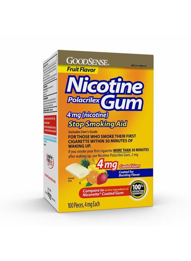 GOODSENSE Good Sense Nicotine Polacrilex Coated Gum 4 mg (Nicotine), Light Yellow Fruit, 100 Count  - Image 1