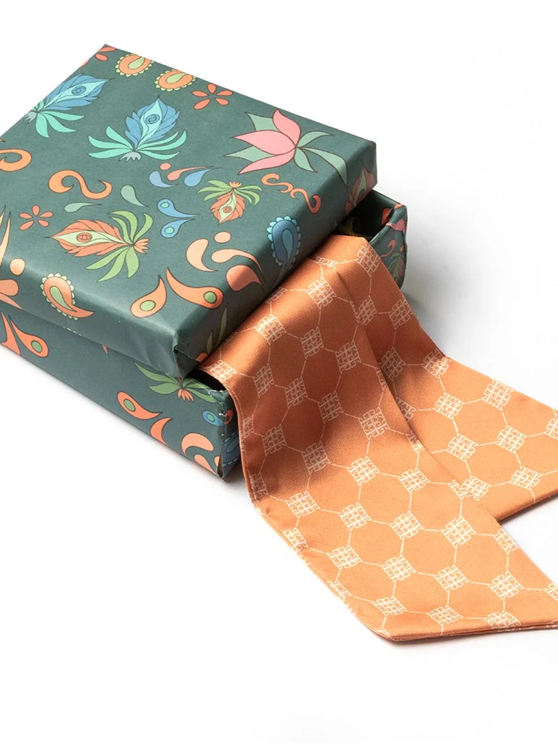 جانارا جونز وشاح سكيني ساتان طويل بلون المشمش (Apricot Crush)