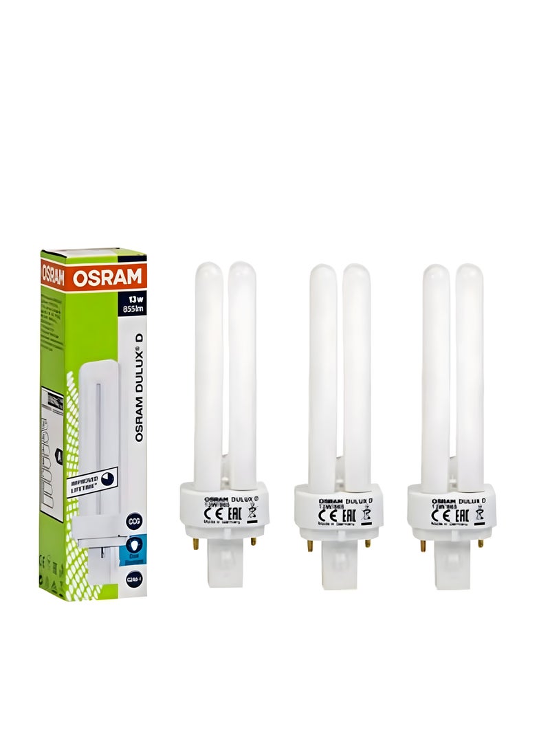 Osram Osram Home Decorative High Quality And Durable, 2 Pin Day Light Double Twin Tube Cfl Bulb, 13 Watt Energy Saving Bulb, (Cool White - (Pack Of 3))  - Image 1