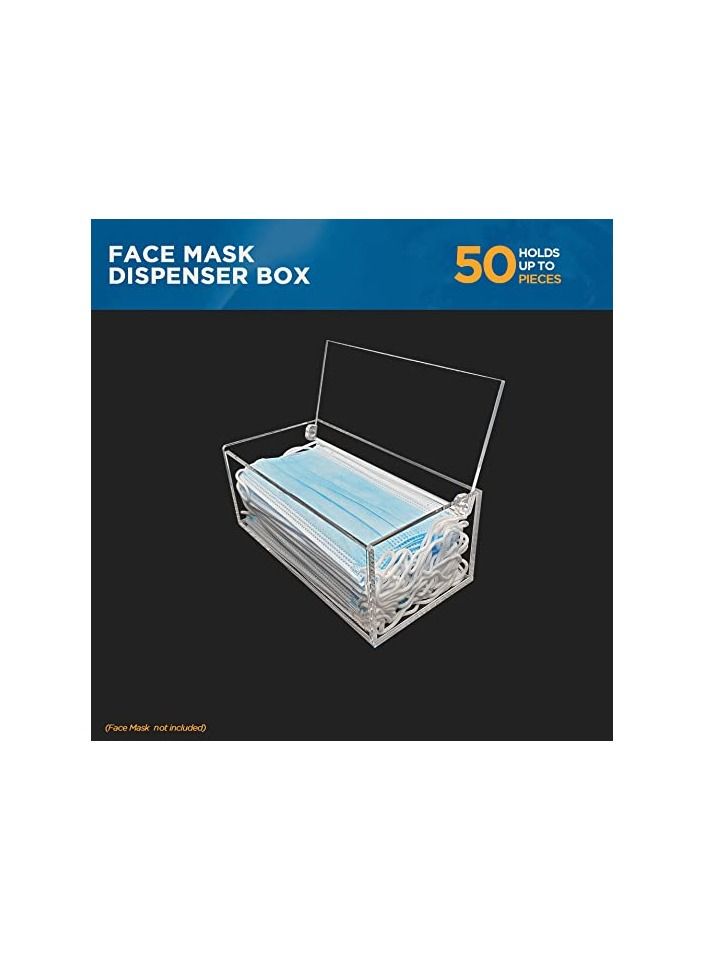 Creative Planet Creative Planet Hygienic Mask Dispenser Acrylic Holder Storage Box High Clarity Case for Home Office Car Durable Stylish Transparent (Adult Extended)  - Image 2