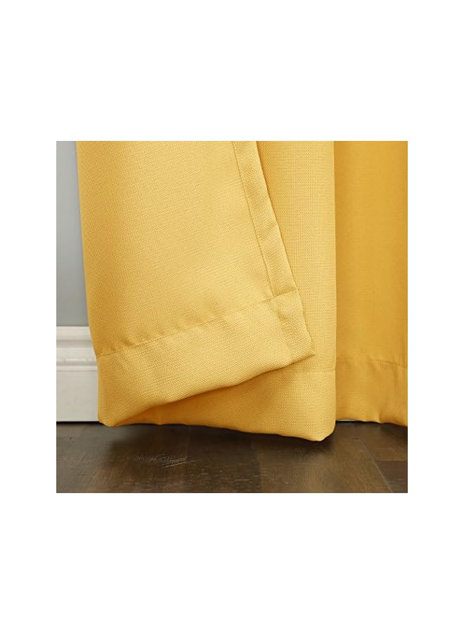 Green Tiger 53494 Montego Casual Textured Grommet Curtain Panel, 48" x 95", Yellow - Image 3