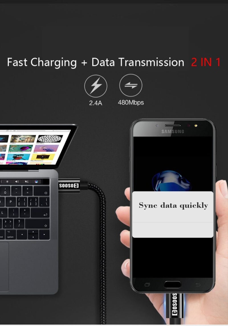 COSOOS 4 Short USB Type C Cables 9in23cm Nylon Braided Fast Charge  Sync USB C to USB 30 Cables for iPhone 16 15 Samsung Galaxy S23 S22 S21 Note 10 Google PixelLG V20 G6 Charging Station - Image 5