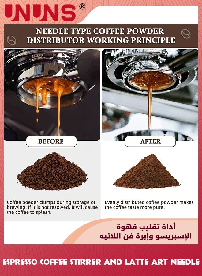 UNUNS أداة تقليب قهوة الإسبريسو وإبرة فنية فاخرة للقهوة، أداة باريستا لتحريك القهوة الاحترافية، أداة تحريك يدوية لإبرة فنية للكابتشينو/الإسبريسو/الحليب  - Image 4