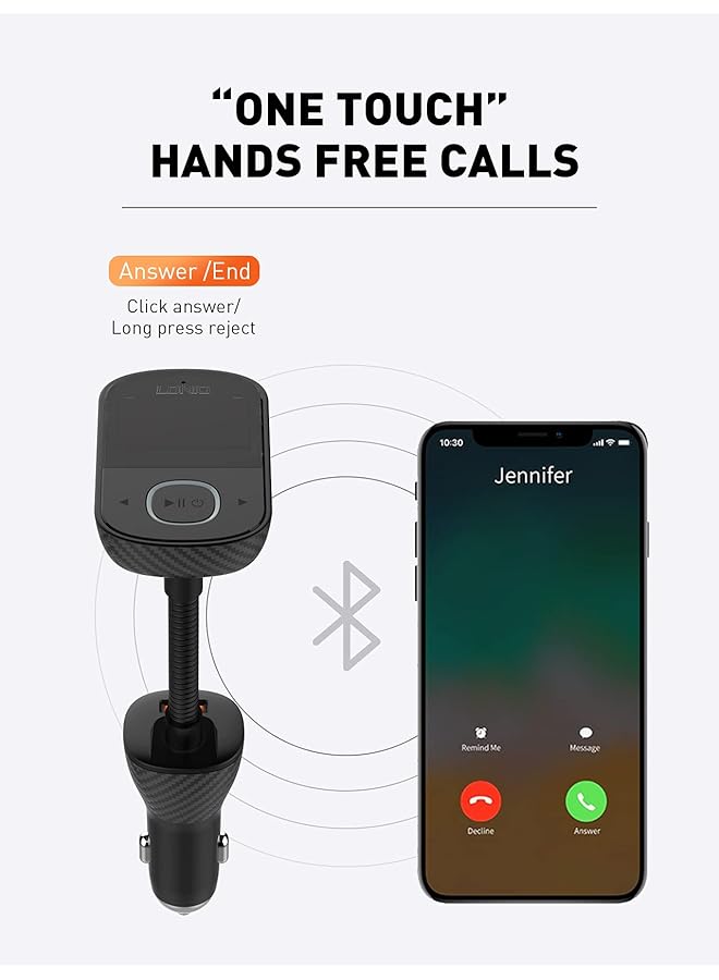 LDNIO Car Charger, Bluetooth 5.0 Fm Transmitter For Car Fast Charging With Hi-Fi Audio Triple Usb/Usb-C Ports 45W Support Pd3.0/Qc3.0/Pps/Auto-Id Quick Charge - Image 5