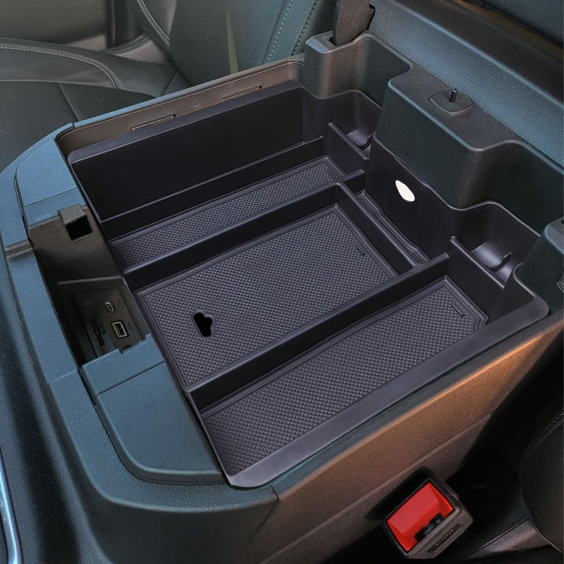 Zxiaochun Center Console Armrest Box Organizer Tray for 20192022 Chevy SilveradoGMC Sierra 1500 and 20202023 SilveradoSierra 25003500 HD Accessories Full Console wBucket Seats ONLY Black Trim