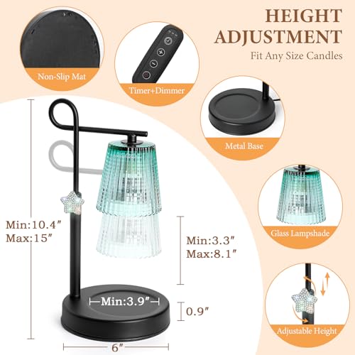 SHARE&CARE Candle Warmer Lamp - Valentine's Festive Metal Wax Melter with Timer & 4 Dimming Modes, Gift-Ready for Women, Christmas, Birthday, Women Gift for Mom, Wife,Her (Black-St) - Image 2