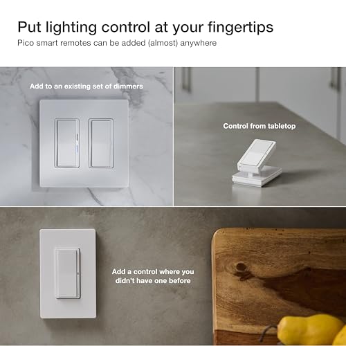 Lutron Diva Smart Dimmer Light Switch 3-Way Kit for Caseta Smart Lighting, w/Plate, Pico Remote, Wallmount Bracket, and Label Stickers, No Neutral Required, DVRF-PKG1D-WH - Image 3