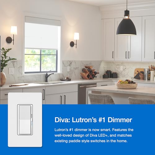Lutron Diva Smart Dimmer Light Switch 3-Way Kit for Caseta Smart Lighting, w/Plate, Pico Remote, Wallmount Bracket, and Label Stickers, No Neutral Required, DVRF-PKG1D-WH - Image 5