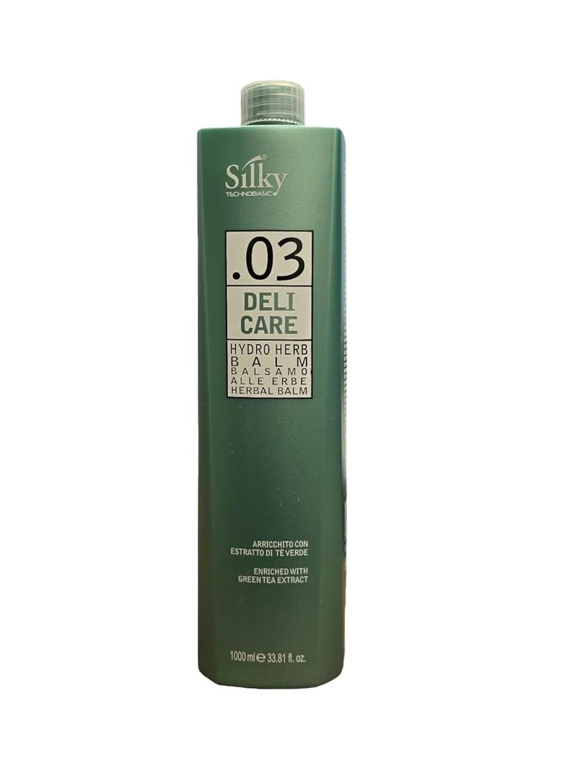 SILKY Silky .03 Hydrating Hair Balm with Green Tea Extract - Daily Herbal Hair Treatment for Instant Hydration & Manageable Hair - Hair Mask Cruelty-Free & Suitable for All Hair Types -1000 ml - Image 1