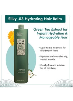 SILKY Silky .03 Hydrating Hair Balm with Green Tea Extract - Daily Herbal Hair Treatment for Instant Hydration & Manageable Hair - Hair Mask Cruelty-Free & Suitable for All Hair Types -1000 ml  - Image 2