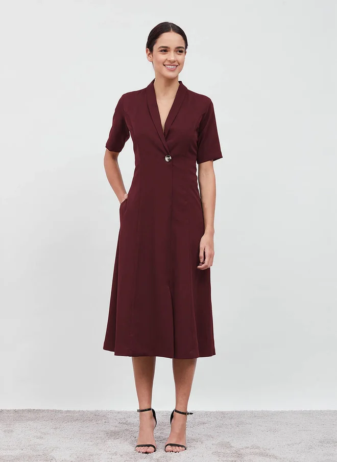 Salt Attire SALT ATTIRE Women Solid Formal Fit & Flare Midi Dress