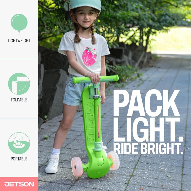 JETSON 3-Wheel Light-Up Kick Scooter, Lights on Stem & Wheels, Height Adjustable Handlebar, Rear Brake, Foldable, Ages 3+ - Image 4