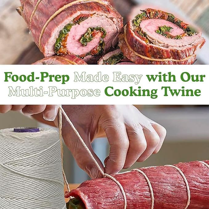 Regency Wraps Butchers Cooking Twine, Heavy Duty, 1200 ft,16 Ply, 2.4mm, Food-Safe Cotton Kitchen String for Turkey Trussing, Meat Prep, Crafting, Natural, Pack of 1 - Image 2