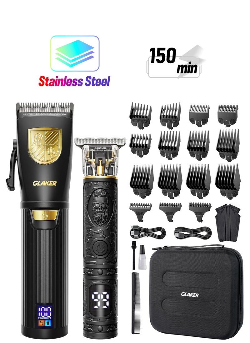 GLAKER Hair Clippers for Men Professional, Cordless Clippers for Hair Cutting, Men's Hair Clippers and Trimmer Kit for Barber with LED Display 15 Guide Combs  - Image 1