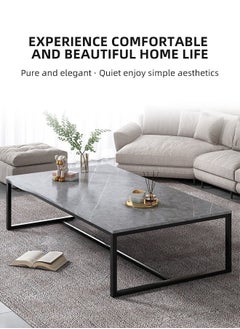 Ammar Space Centre Table Modern Coffee Table for Living Room Sofa Side Tables with Metal Frame Corner Tea Table for Home Office  - Image 3