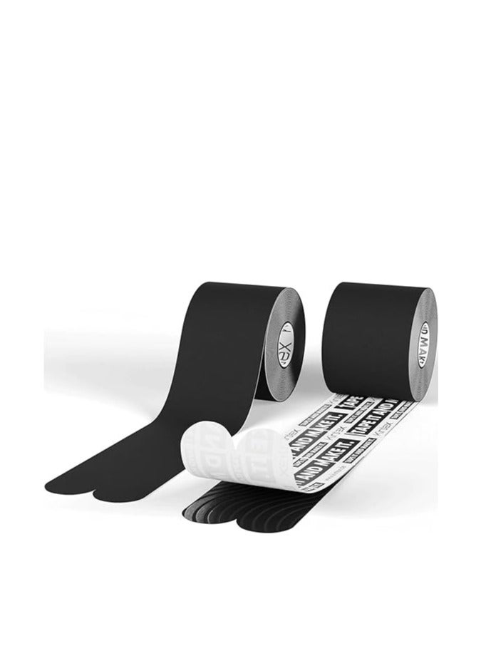 Kintex شريط كينتيكس الألماني المسبق القطع للعلاج الطبيعي - دعم العضلات والتعافي، مقاوم للماء، قابل للتنفس 20 شريط (25 سم × 5 سم) لكل لفة - أسود - Image 3