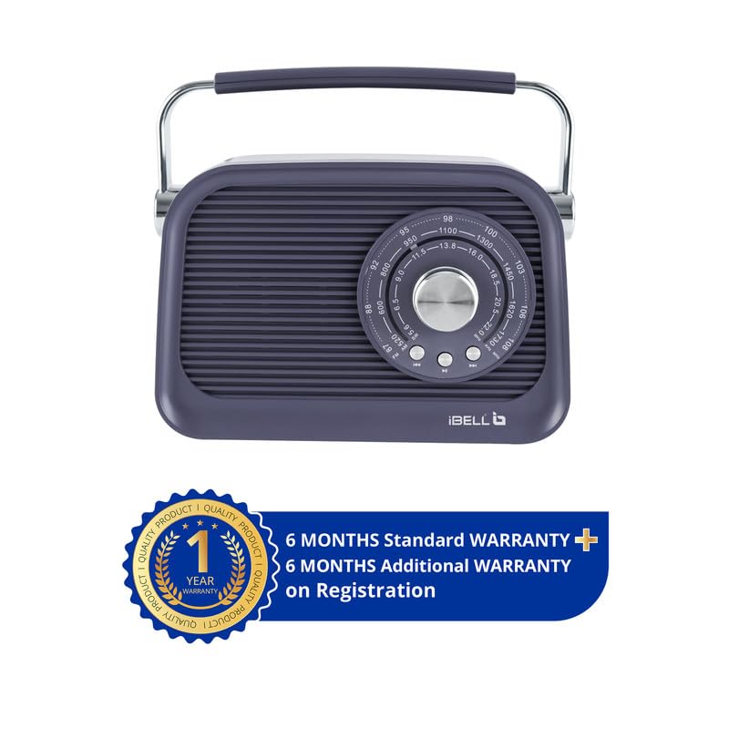 iBELL FM770BT Portable FM Radio with Bluetooth Speaker, AM/FM/SW 3-Band Tuner, USB & Micro TF Slot, MP3 Playback, Rechargeable Battery, Telescopic Antenna – Retro Style (Grey) - Image 2