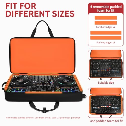 BOSSTIN DJ Controller Case with Wheels Compatible with DDJ FLX10 /1000 /FLX6 /REV7 /REV5, Rolling DJ Case for Equipment, Padded Large DJ Backpack with Multi-Pocket for Laptop Accessories (Black Red) - Image 3