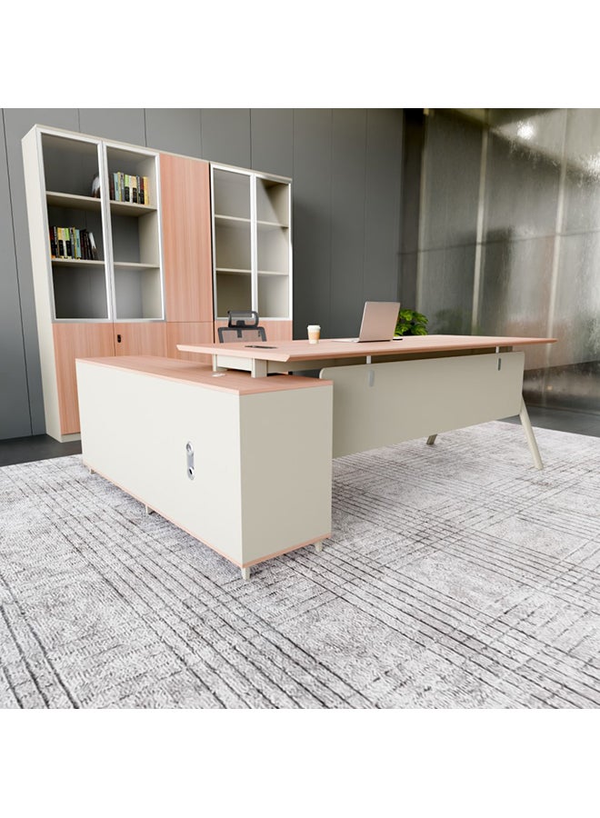NEO FRONT FURNITURE L-Shaped Manager & CEO Office Table with Drawer – 2000×1600×750mm Executive Desk with MDF Top & Metal Legs (XS-Y-B20)  - Image 2