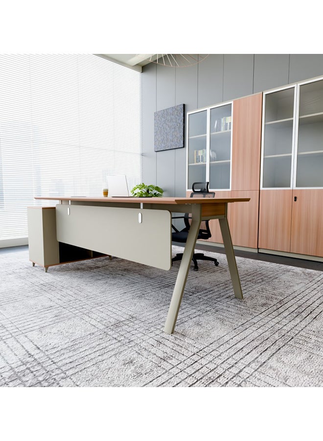 NEO FRONT FURNITURE L-Shaped Manager & CEO Office Table with Drawer – 2000×1600×750mm Executive Desk with MDF Top & Metal Legs (XS-Y-B20)  - Image 3