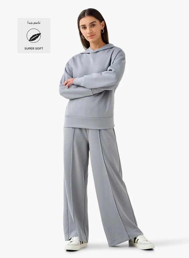 Splash FAV Regular Fit Flexi Waist Soft Touch Wide Leg Pants with Pintuck Detail