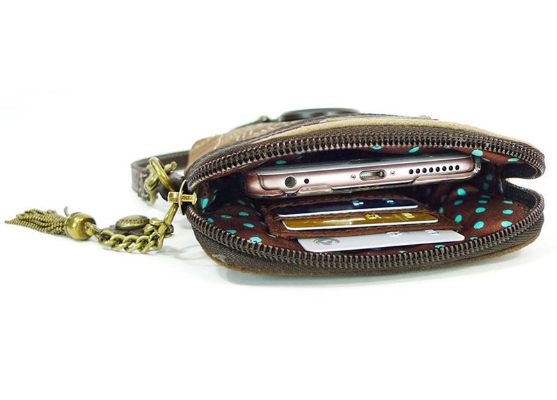 CHALA Dog Collection Cell Phone Crossbody Purse-Women PU Leather/Canvas Multicolor Handbag with Adjustable Strap - Toffy Dog - burgundy - Image 2