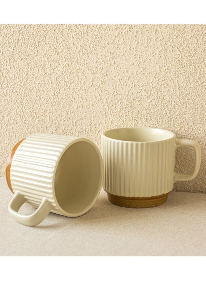 Hugifts Ceramic Stoneware Drinkware Cup, Retro Style Coffee Mug, 300ml Catering Mug with Handle for Coffee, Tea, Cocoa, Milk - Image 5