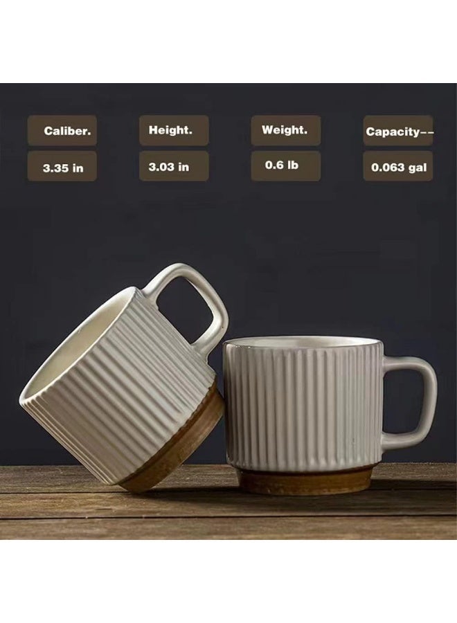 Hugifts Striped pattern mini coffee mug, beige | Durable ceramic mug, stackable design to save space, dishwasher and microwave safe, suitable for coffee, latte, cappuccino, tea and cocoa. - Image 3