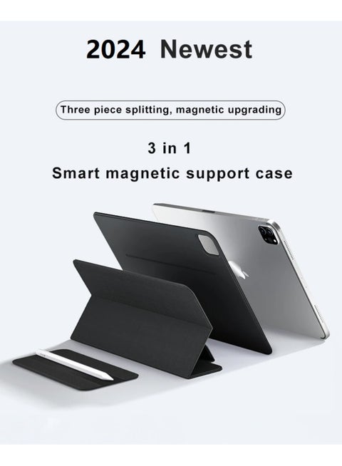 Apple iPad Pro 11-inch(2nd, 3rd, 4th Generation) Case,Detachable Smart Dual Clip Magnetic Holster Case,Supports Pencil Gen 2 Charging Magnetic Accessory Cover,Sleep with auto wake,Black