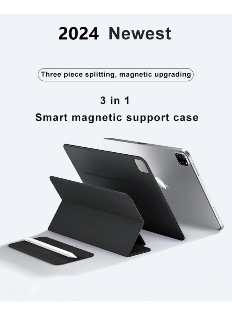 Apple iPad Pro 11-inch(2nd, 3rd, 4th Generation) Case,Detachable Smart Dual Clip Magnetic Holster Case,Supports Pencil Gen 2 Charging Magnetic Accessory Cover,Sleep with auto wake,Black
