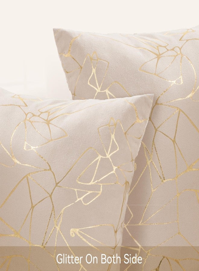 JELLYMONI Sparkling Decorative Pillow Covers Set of 2, 18 x 18 inch Glitter Decorative Pillow Shams for Couch, Sofa, Bed - Soft, Sparkling Metallic Home Décor (Gold Champagne) - Image 5