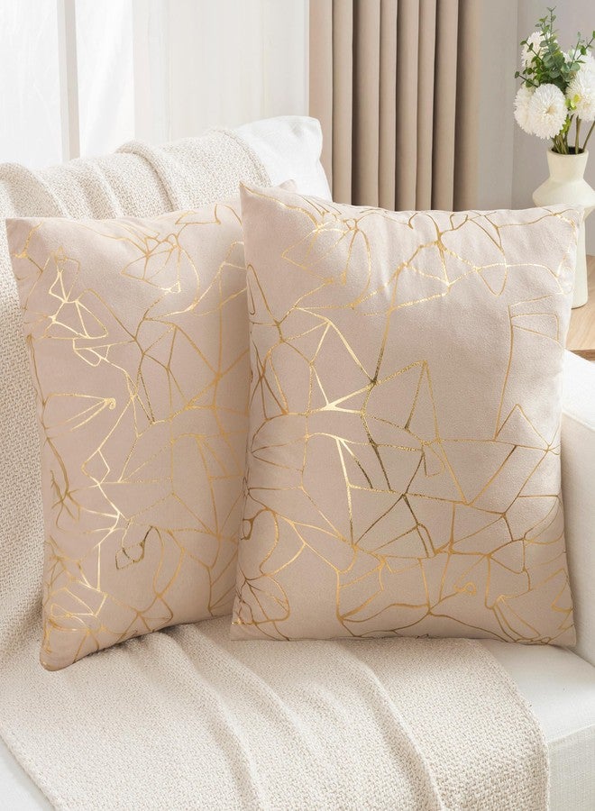 JELLYMONI Sparkling Decorative Pillow Covers Set of 2, 18 x 18 inch Glitter Decorative Pillow Shams for Couch, Sofa, Bed - Soft, Sparkling Metallic Home Décor (Gold Champagne) - Image 1