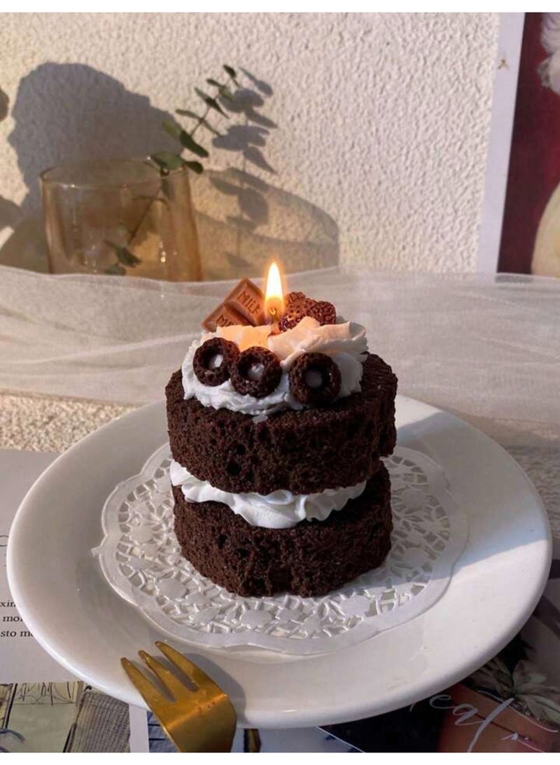 Sweet Cathy Mini Chocolate Cake Shaped Decorative Scented Candles Smoke-Free Home Decoration Birthday Wedding Gift Valentine's Gift Candle - Image 1